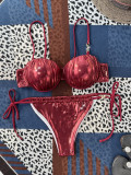 Women's two-piece swimsuit gathered sexy bikini