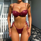 Women's two-piece swimsuit gathered sexy bikini