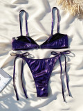 Women's two-piece swimsuit metallic sexy micro bikini