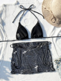 Women's swimsuit split silver sexy three-piece bikini