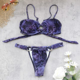Sexy Bandeau Snakeskin Print Low-Rise Bikini Two-Piece Swimsuit