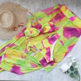 Halter neck tube top bikini swimsuit women's three-piece bikini set