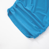 Simple solid color one-shoulder top and tight pants two-piece set