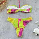 Halter neck tube top bikini swimsuit women's three-piece bikini set