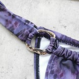 Sexy Bandeau Snakeskin Print Low-Rise Bikini Two-Piece Swimsuit