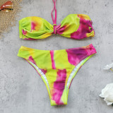 Halter neck tube top bikini swimsuit women's three-piece bikini set