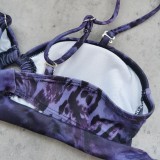 Sexy Bandeau Snakeskin Print Low-Rise Bikini Two-Piece Swimsuit