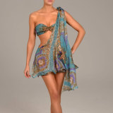 Printed beach bikini swimsuit three-piece feminine swimwear