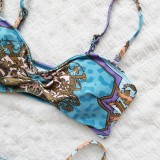 Printed beach bikini swimsuit three-piece feminine swimwear