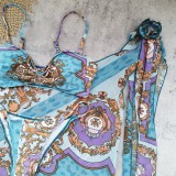 Printed beach bikini swimsuit three-piece feminine swimwear