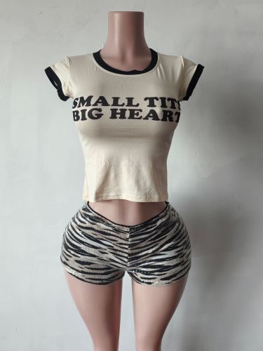 Women hot print shirt sequin shorts/skirt set