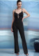 Women black elegant straps jumpsuit