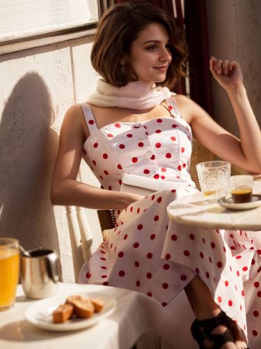French slim-fitting sling polka dot maxi holiday dress