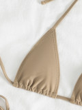 Female sexy three piece swimwear chains thong bikini set