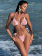 Female pink sequin floral thong swimwear