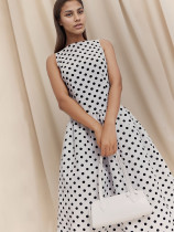 Retro Sleeveless Polka Dot Maxi Dress Polka Dot Dress Elegant Women's Clothing