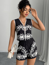 Women vest shorts 2025 summer vacation style women's clothing two-piece set