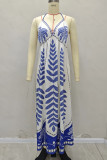 Summer women's elegant high waist printed casual holiday style dress