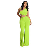 Summer women's clothing oblique shoulder sleeveless snake metal decoration jumpsuit