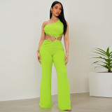 Summer women's clothing oblique shoulder sleeveless snake metal decoration jumpsuit