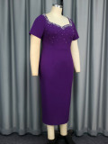 African V-neck beaded dress evening high waist slim sexy dress