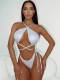 Summer swimsuit sexy backless shiny bikini split swimsuit