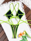 One-piece swimsuit color matching bikini swimsuit women's leopard print swimsuit sexy bikini