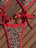 One-piece swimsuit color matching bikini swimsuit women's leopard print swimsuit sexy bikini