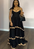 Women's Summer Black Strap Maxi Dress