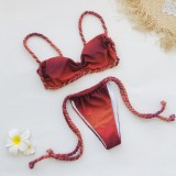 Gradient sexy strappy bikini set split swimsuit female beach vacation bikini set