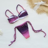 Gradient sexy strappy bikini set split swimsuit female beach vacation bikini set