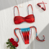 Gradient sexy strappy bikini set split swimsuit female beach vacation bikini set