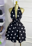 Women Summer Polka Dot Sleeveless Short Vocation Dress