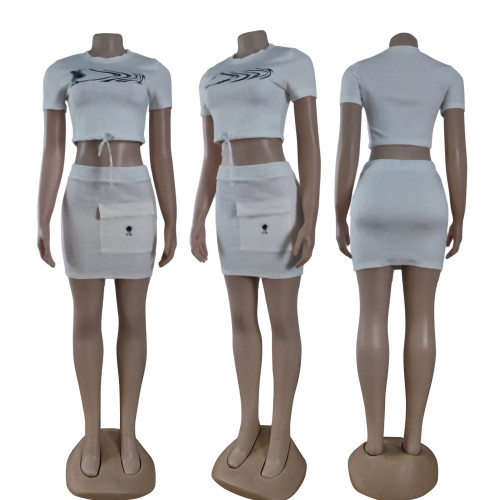 Casual Ladies Short Sleeve + Mini Skirt Set