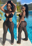 Women sexy black lace strap jumpsuit