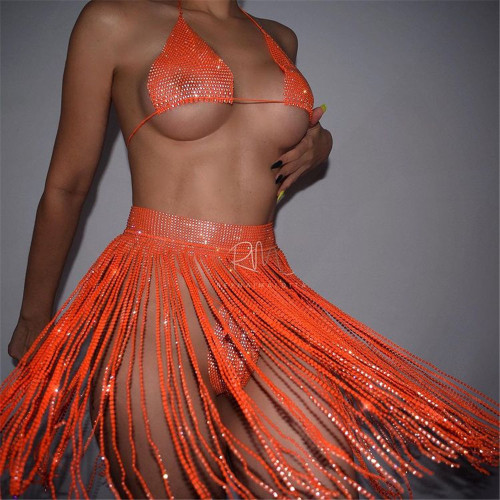 Women's Music Festival Mesh Rhinestone Bikini