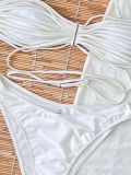 Tube Top Strap Halter Neck Bikini Split Swimsuit Three-piece Set Women's Solid Color Bikini Sexy Set