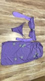 Solid color long sleeve sexy off shoulder tube top bikini three piece swimsuit for women