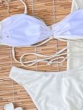 Tube Top Strap Halter Neck Bikini Split Swimsuit Three-piece Set Women's Solid Color Bikini Sexy Set