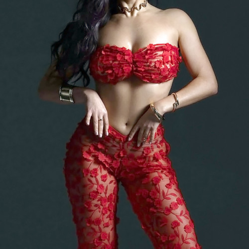 Red three-dimensional flower perspective tulle body shaping sexy underwear three-piece suit