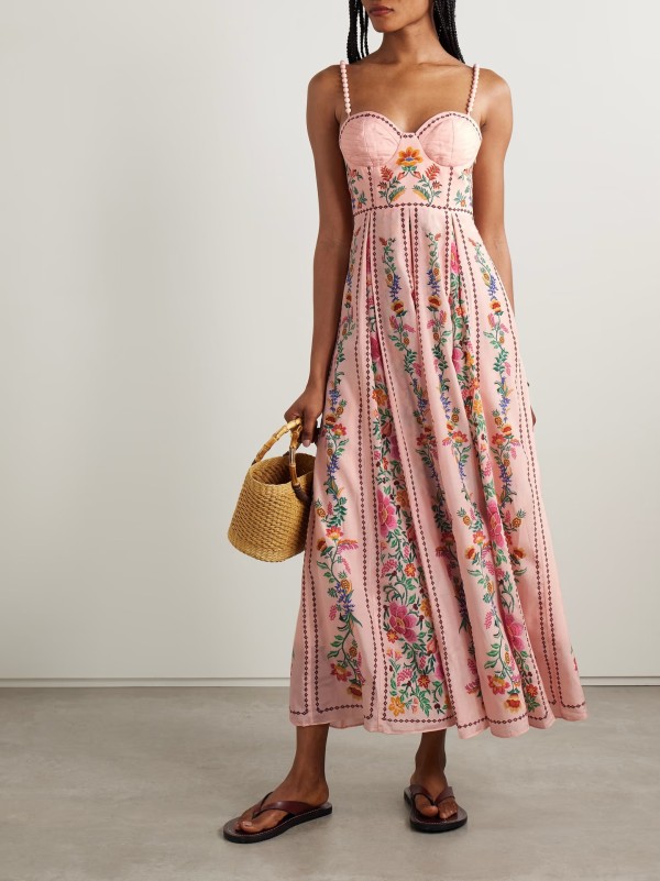 Sexy decorative beads sling positioning printing holiday dress for women