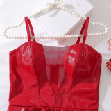 Sexy PU leather party performances dress