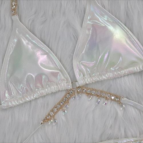 Crystal Diamond Bikini Sexy Women's Two-Piece Metallic Swimsuit