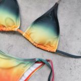 Women's sexy gradient strappy three-piece swimsuit set