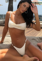 Sexy bikini solid color two-piece swimsuit for women