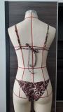 Women's leopard print bikini low waist swimsuit