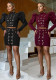 Women's O-Ring Long-Sleeve Top Mini Skirt Two-Piece Set