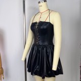 Sexy tube dress black leather dress for women