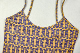 Women Print Retro Strap Long Maxi Dres