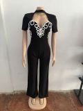 Women Elegant Cut Out Short-Sleeved Jumpsuit